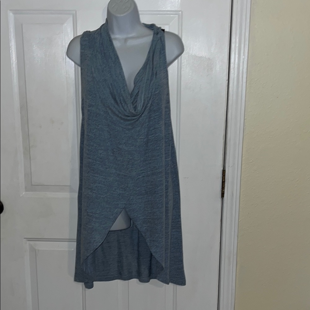 Blue Sleeveless Drape Top